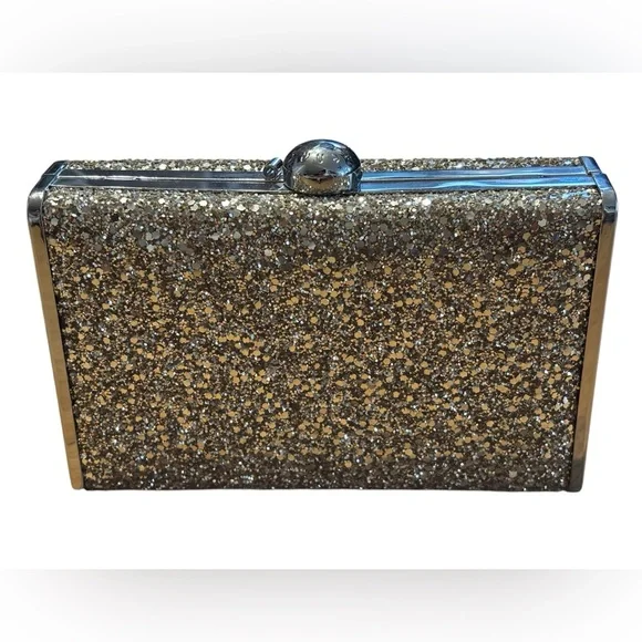 NWT Henri Bendel Gold Glitter Clutch - Picture 5 of 7
